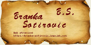 Branka Sotirović vizit kartica